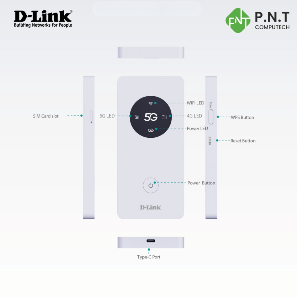 D-Link Network Pocket 5G DWR-U2000 5G/LTE Mobile Router (Pocket ใส่ซิม ...