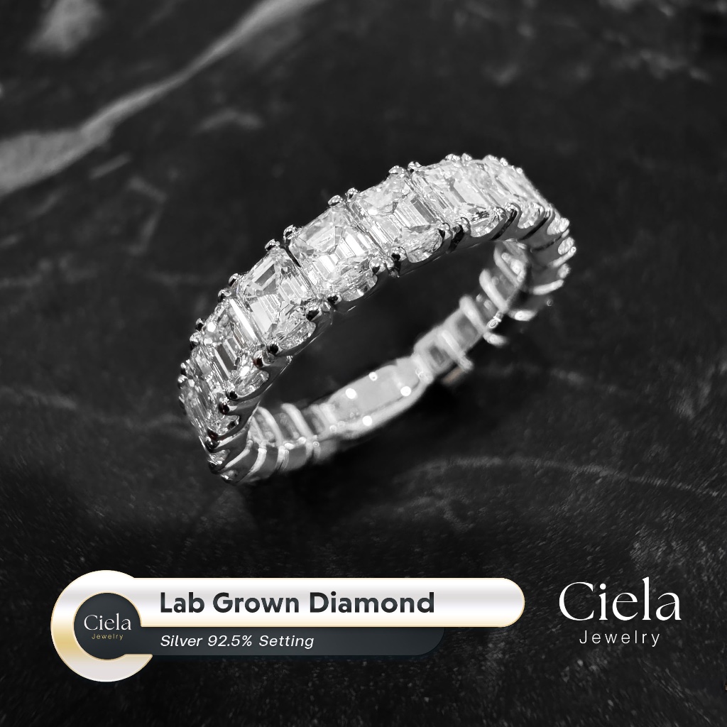 แหวนเพชรแถว (Emerald Cut) Lab Grown น้ำ100 เม็ดละ 0.15 CT รวม 2.85 CT ...