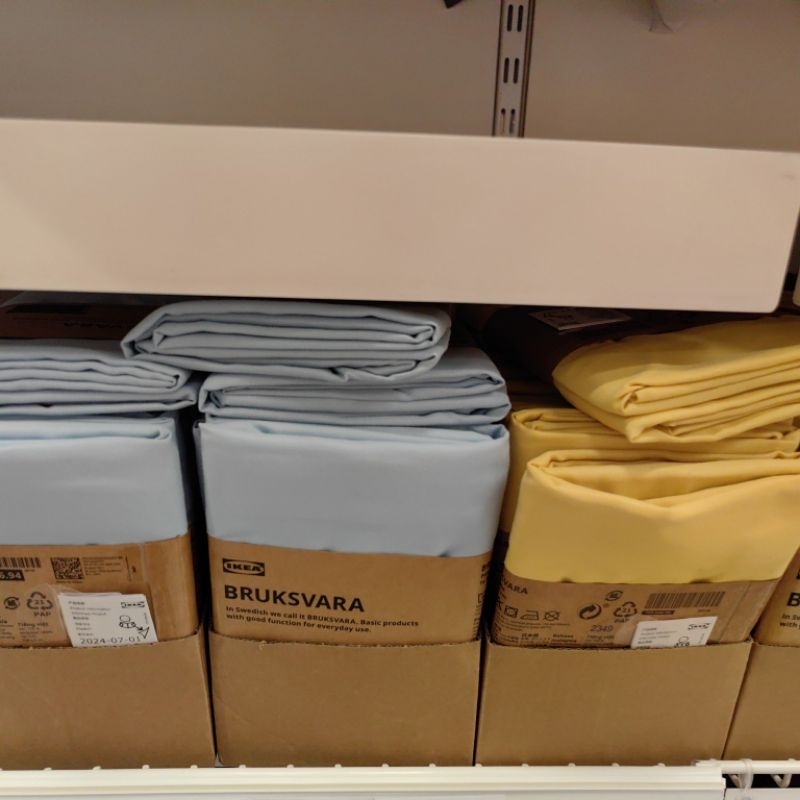 IKEA แท้ ค่ะ BRUKSVARA บรุคส์วอร่า ผ้าปูที่นอนรัดมุม, น้ำเงิน, เทาเข้ม ...