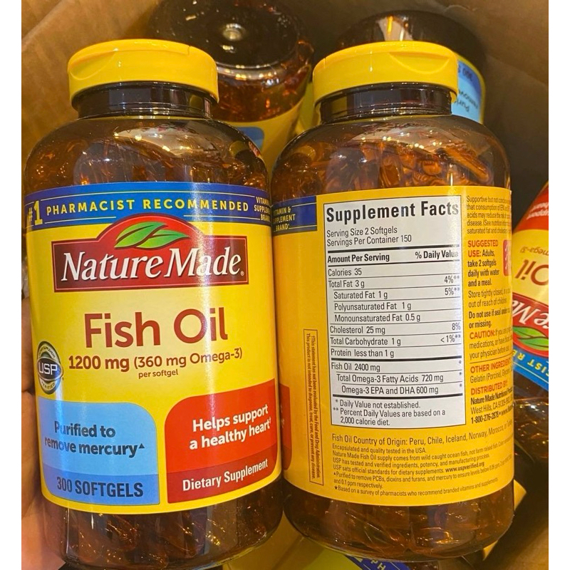 Nature Made Fish Oil 1200mg 200 Softgels | Shopee Thailand