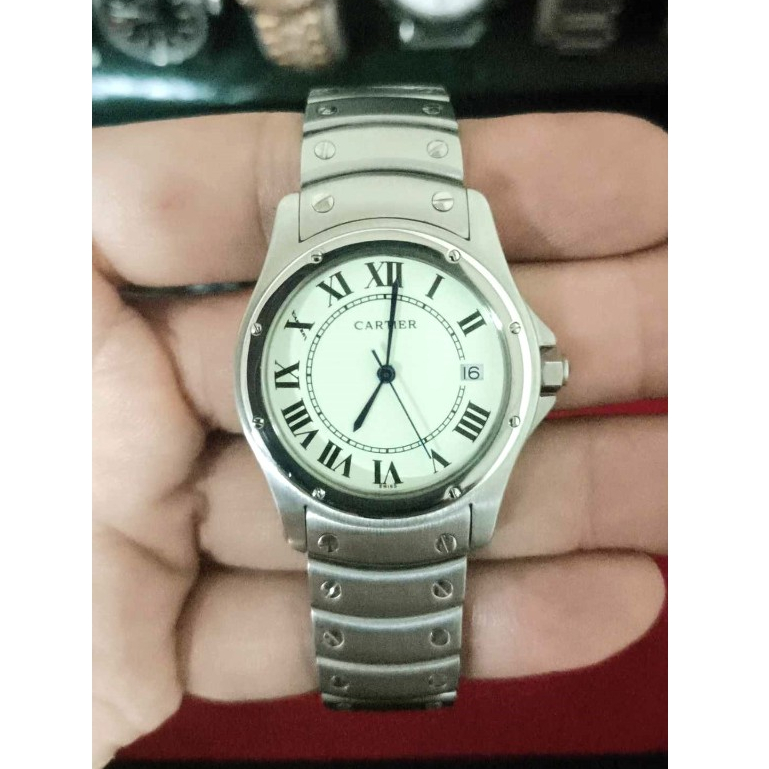 CARTlER Santos Ronde Date 33mm White Dial Stainless steel Shopee Thailand