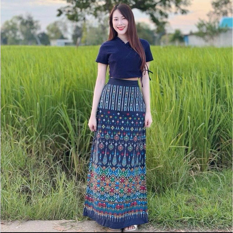 TANTANOD TL6 เสื้อไขว้ผูกข้าง กระโปรงยาวพญานาค ผ้าฝ้าย สวยขับผิว ใส่สบาย มุมมองที่ 5