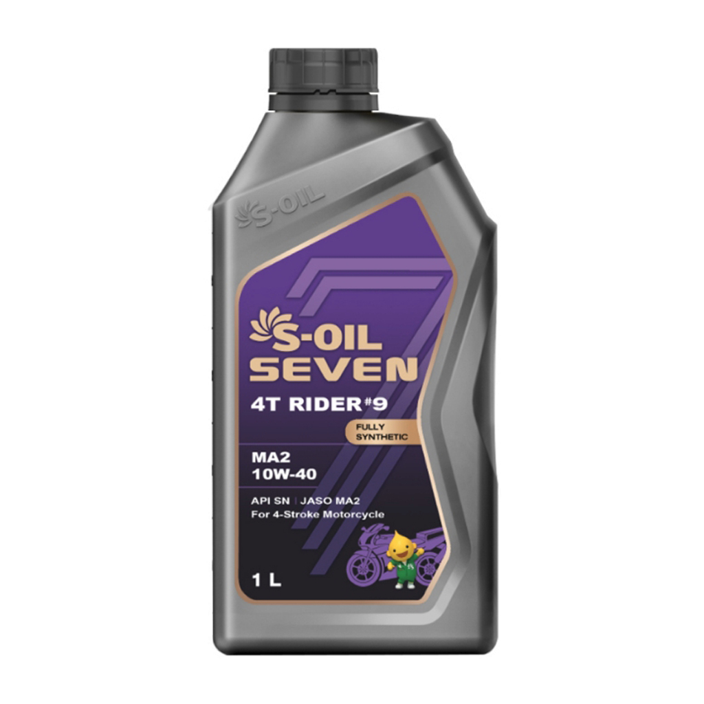 น้ำมันเครื่อง S-OIL 7 4T RIDER #9 MA2 10W40 และ 10W50 สังเคราะห์ 100% ขนาด 1 ลิตร