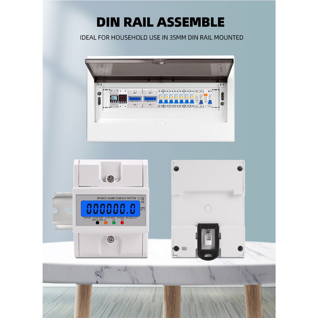 Din Rail 380V 3 Phase 4 Wire Electronic Watt Power Consumption Energy ...