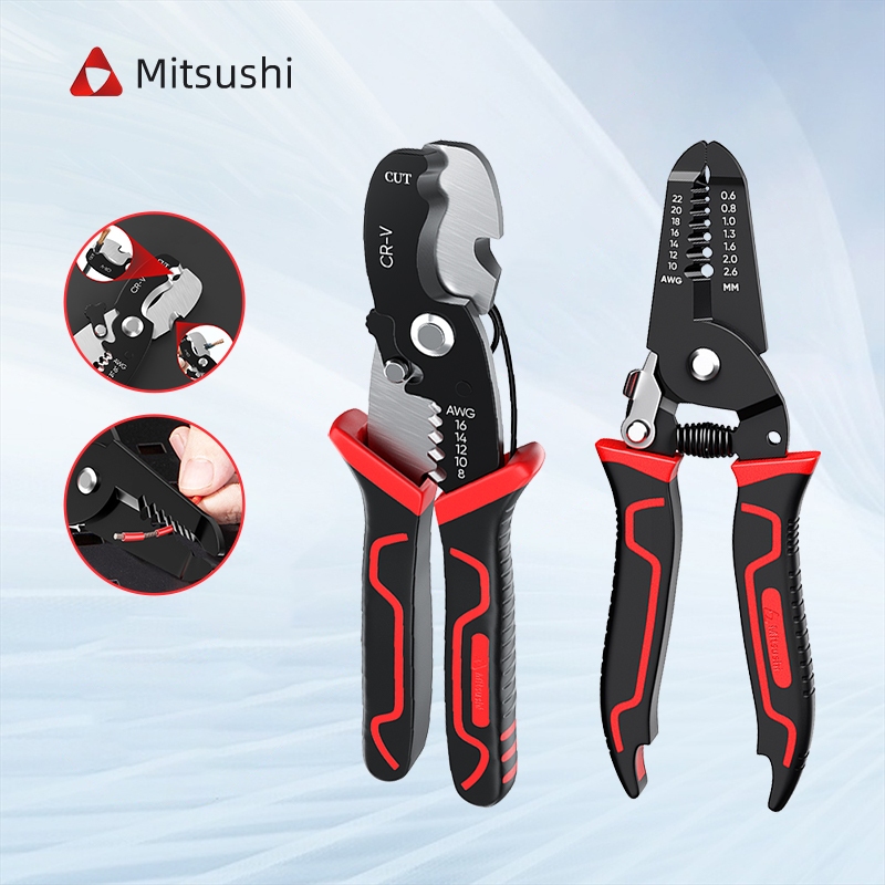 Mitsushi คีมปอกสายไฟ 7 นิ้ว ตัดสายไฟแบบออโต คีมปอกสายไฟ และ คีมตัดสายไฟ อเนกประสงค์ คีมช่างไฟฟ้าวัสดุสแตนเลส