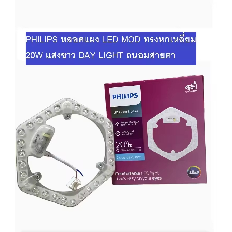 PHILIPS หลอดไฟ LED ทรงหกเหลี่ยม 20 วัตต์ (Day Light) เปลี่ยนแทนหลอด ...