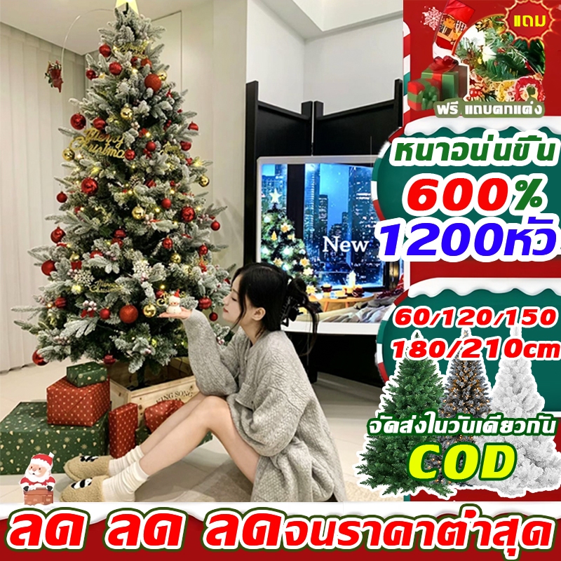 🎅พร้อมส่ง🎄 ต้นคริสต์มาส ขนาด 60-210 cm ต้นไม้ตกแต่งบ้านต้นคริสต์มาสDIY ตกแต่งบ้าน PVC ของแต่งคริสมาส Christmas Tree