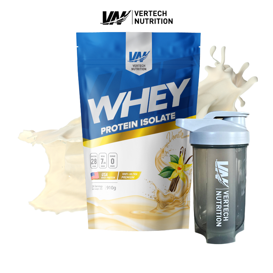 VERTECH NUTRITION WHEY PROTEIN ISOLATE 100% เวย์โปรตีน ไอโซเลท ดูดซึมไว โปรตีนนำเข้าจากอเมริกา (2LB) ช่วยเสริมสร้างกล้ามเนื้อและลดไขมัน