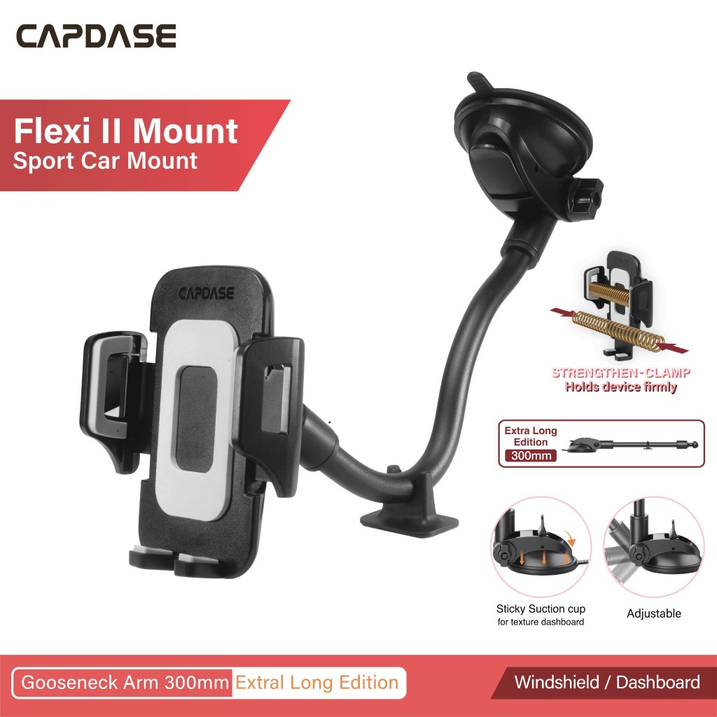 CAPDASE FLEXI II Sport Car Mount Gooseneck Arm 300mm Extra Long Edition ...