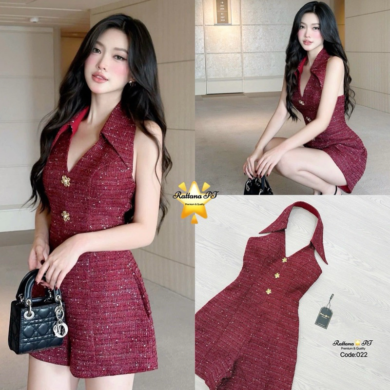 code: 022 จั้มสูทกางเกงขาสั้น ชุดเรียบสวยใส่ได้หลายงาน งานป้าย Rattana ...