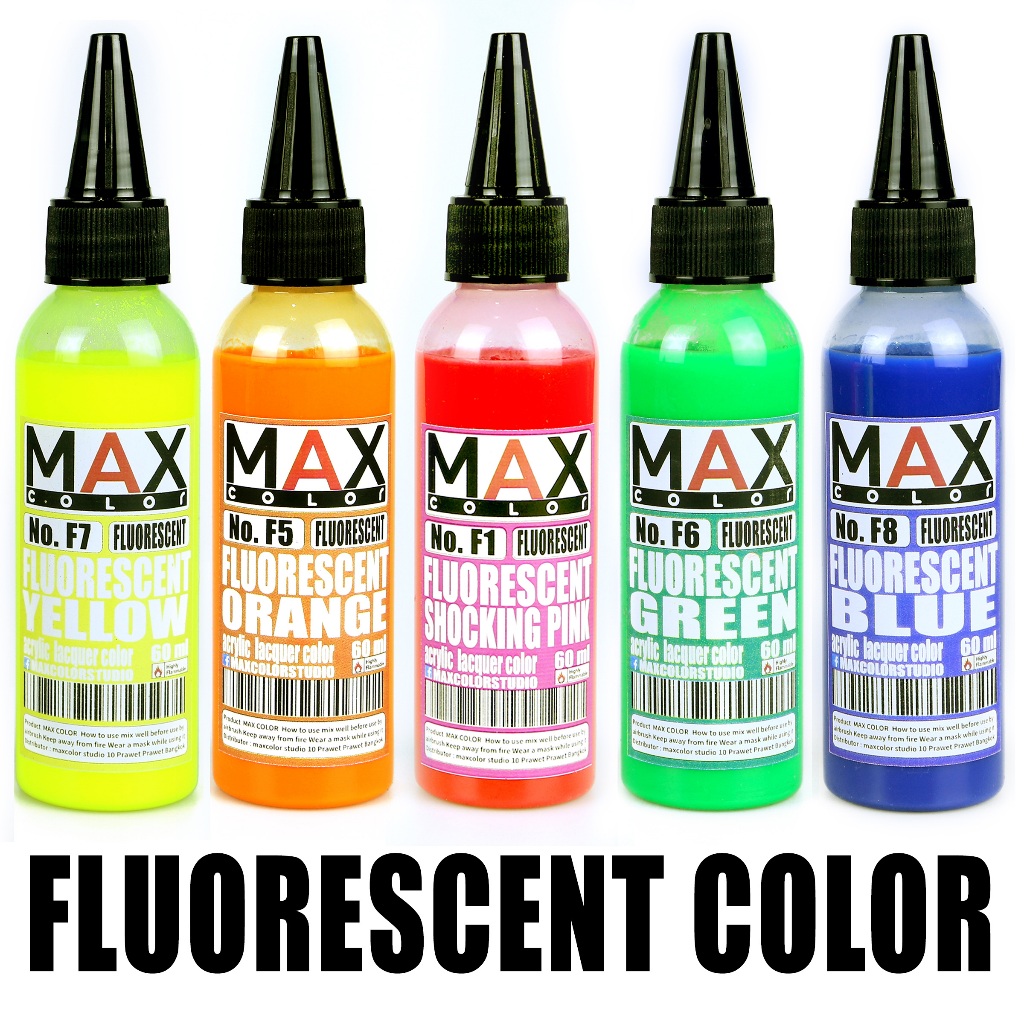 Max Color สีเรืองแสง สีอะคริลิคแลคเกอร์ สีสำเร็จรูป แอร์บรัชโมเดล กันพล ...