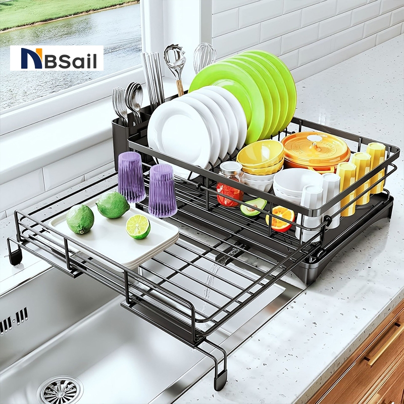 NBSail Adjustable Storage Rack Organizer Kitchen Dish Drainer Rack with ...