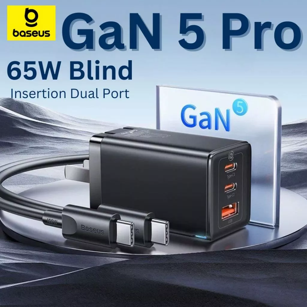Baseus หัวชาร์จเร็ว 65W GaN5 Pro Type-C Adapter ชาร์จโน้ตบุ๊ก iPhone MacBook