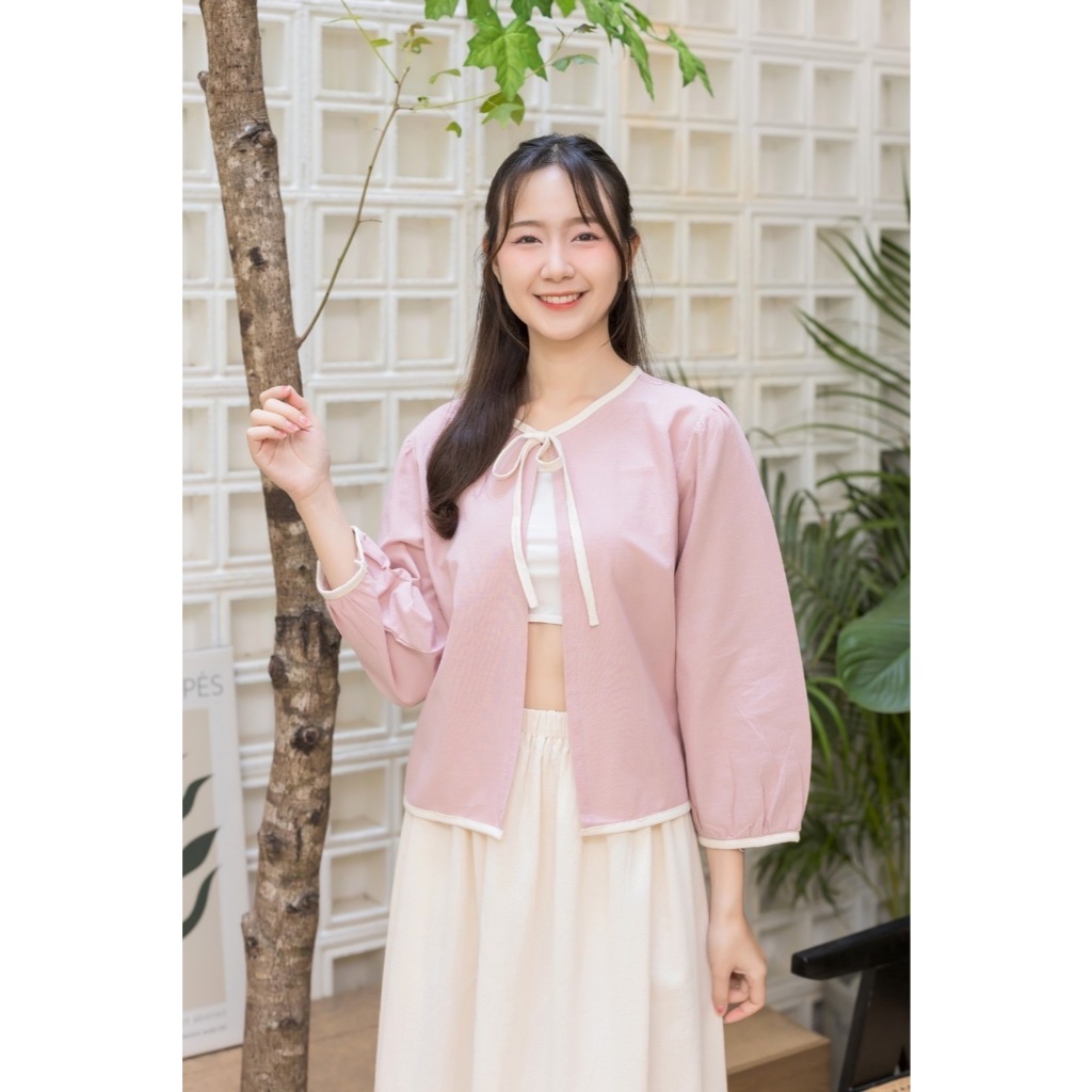 LANNA-เสื้อคลุมแขนยาวแบบผูกหน้า ทรงสวยใส่สบาย เนื้อผ้าบางเบาผ้านุ่มมากค่ะ