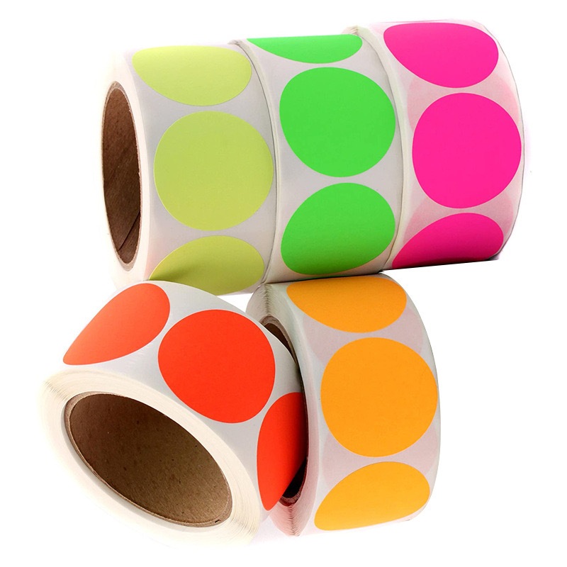 See-d Labels สติ๊กเกอร์กระดาษสีสะท้อนแสง วงกลม 25 มม. ชนิดม้วน บรรจุ ...