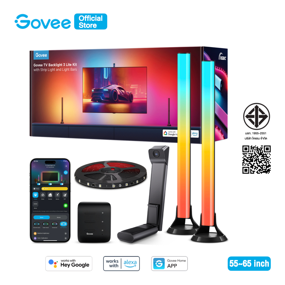 ไฟตกแต่ง Govee TV Backlight Kit 3 Lite with RGBIC Light Bar (55~65 inch ...