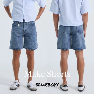 โปรโมชั่น Flash Sale : SLURBOYY Make Shorts Denim กางเกงยีนส์ขาสั้น ทรงเบสิค P0046