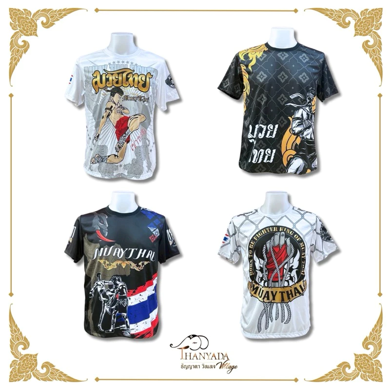 ตัวอย่างระบบ - เสื้อพิมพ์ลายมวยไทย ผ้าไมโครแขนสั้นคอกลม ( ผู้ไหญ่ )