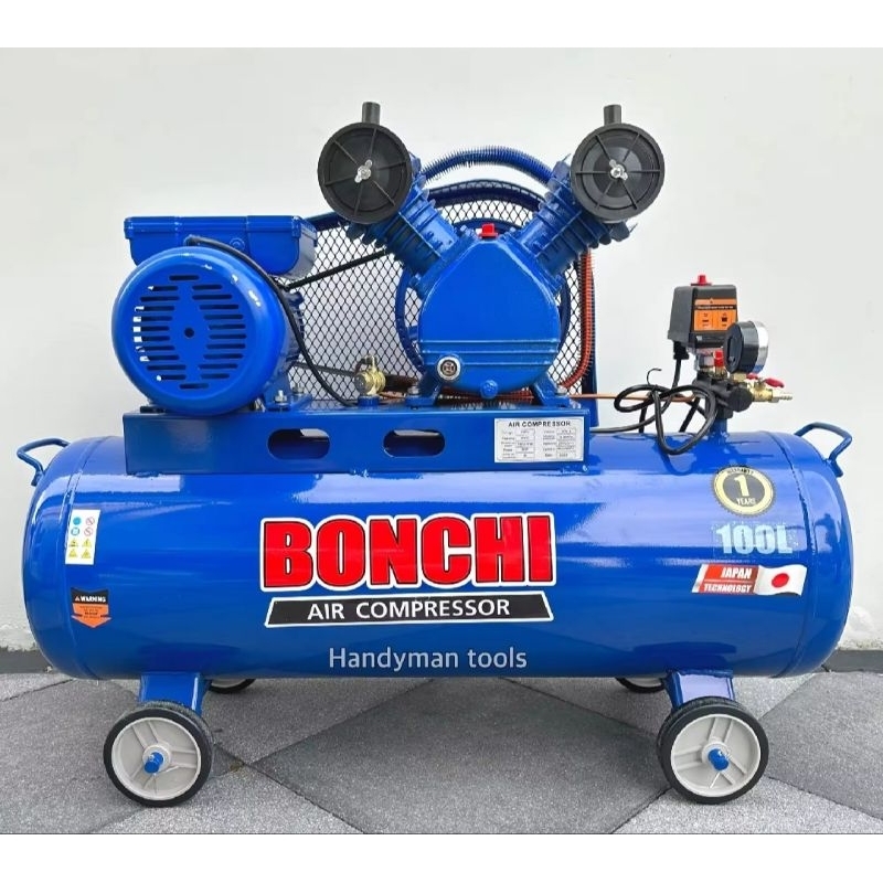BONCHI ปั๊มลม ปั๊มลมโรตารี่ ถังลม ปั๊มลมสายพาน ขนาด 100 ลิตร มอเตอร์ 2 ...
