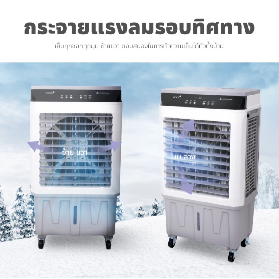 KOOL+ พัดลมไอเย็น รุ่น AC-801 (ขาว-เทา) แถมฟรี cooling pack 4 ชิ้น พัด ...