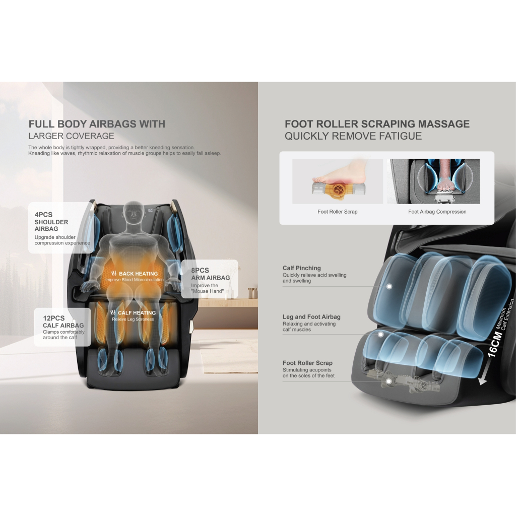 Soul Sense Serie 3 เก้าอี้นวดไฟฟ้า สีดำ ฟื้นฟูร่างกาย โปรแกรมอัตโนมัติ Zero Gravity นวดผสมผสานได้ นวดสั่น นวดคลึง นวดกดจุด นวดทุบ ปรับปรุงคุณภาพการนอนหลับ