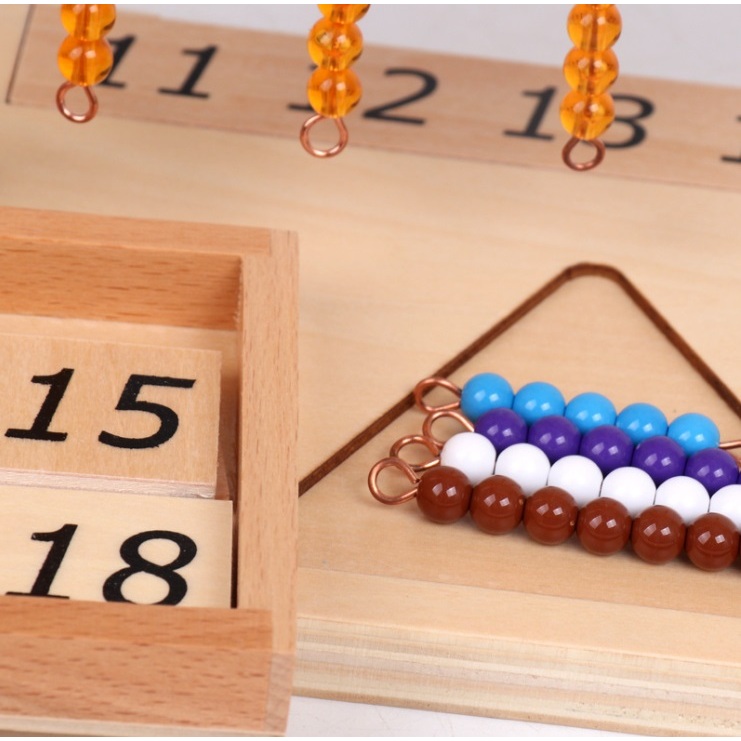 Montessori Colored Bead Rack : 1-9 11-19 Counting Stick มอนเตสซอรี่ ...