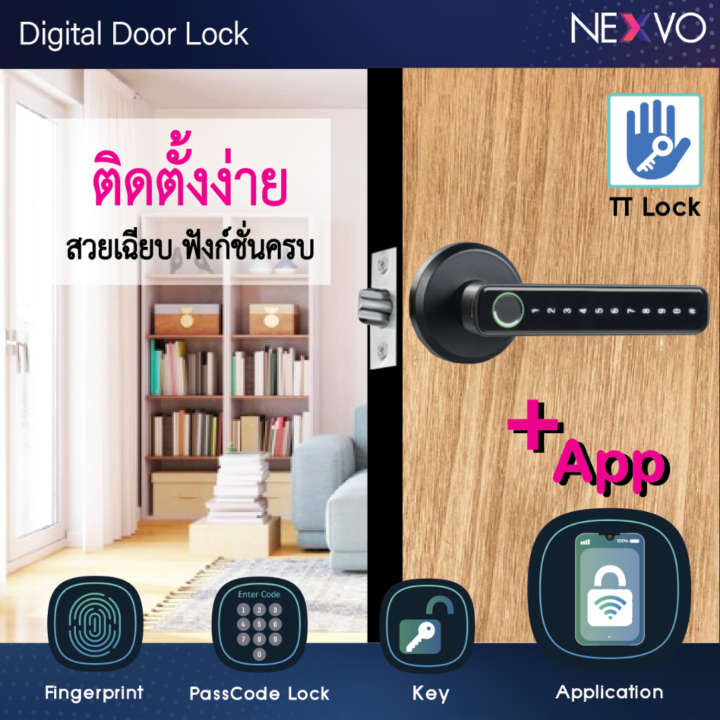 [Digital door lock] - กลอนประตูดิจิตอล DSL-SW01 บานผลัก เปิดผ่าน TTLock ...