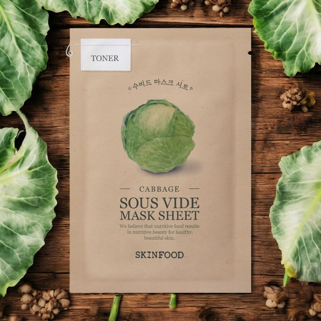 SKINFOOD Cabbage Sous Vide Mask Sheet 10 ชิ้น มาสก์สูตรโทนเนอร์ เติม ...