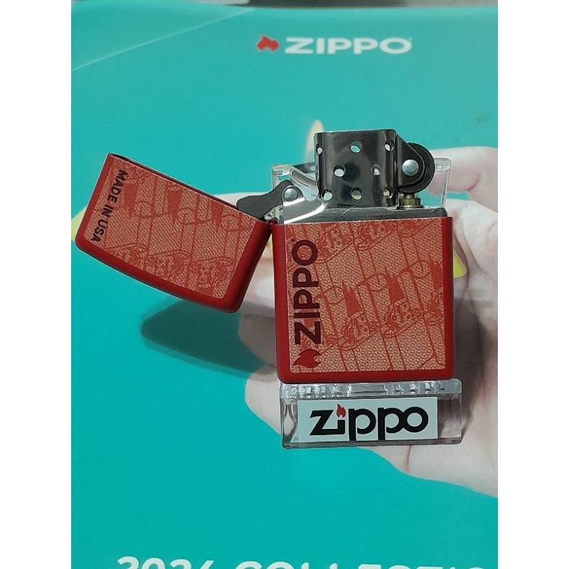 zippo 46487 pop art zippo design สีแดง ลายแบบสกรีน รูปไฟแช็ค zippo ...