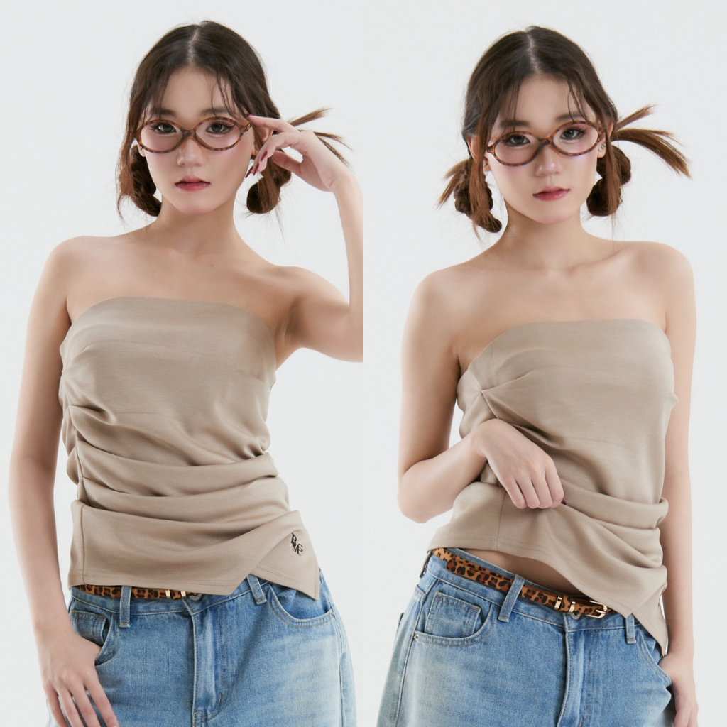 Bemingtop731(S-XL) - Stella Top เกาะอกจั๊มเอวสุดเก๋ เนื้อผ้านุ่ม ยืดได้ ...