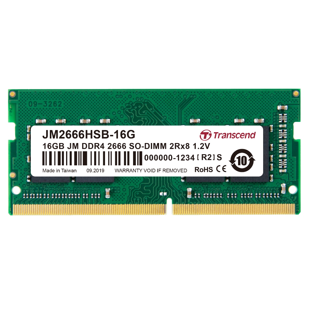 Transcend RAM-Memory DDR4-2666 SO-DIMM 16GB รับประกันตลอดอายุการ