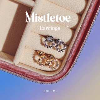 ต่างหูดอกไม้ ประดับเพชร รายล้อมเป็นพวงดอกไม้ 💐SOLUMI Mistletoe earrings💐 ต่างหู Nickel free