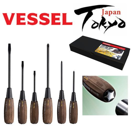 VESSEL The Woody Penetration Driver B-330 -6x100 – Rutschfester Holzgriff, Für ölige Umgebungen