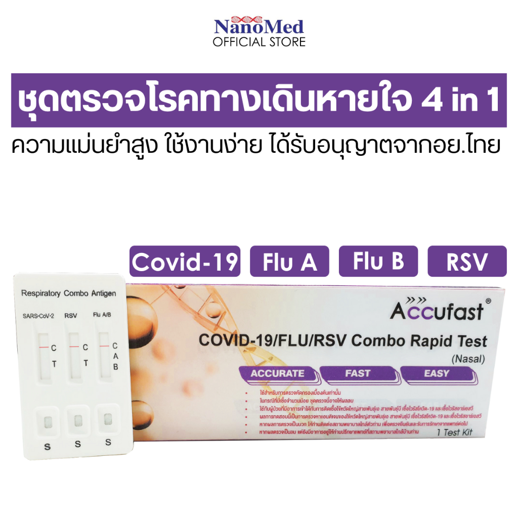 ชุดตรวจไข้หวัดใหญ่ สายพันธุ์ A / B (FluA/B), RSV และ Covid-19 แบบตรวจหา ...