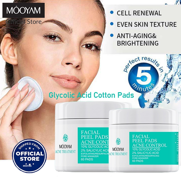 Glycolic Acid Cotton Pad 80g แผ่นสำลีกรดซาลิไซลิก กรดไกลโคลิก 35%ลดสิว ...