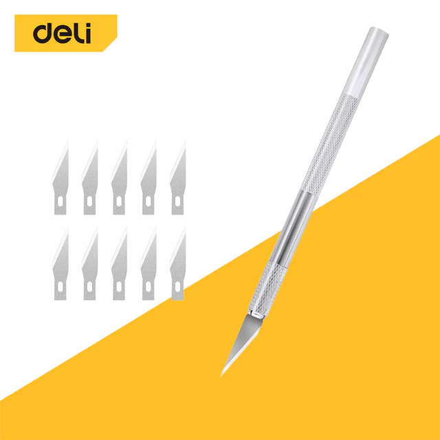 Deli มีดแกะสลัก SK5 มีดอาร์ทไนท์ สำหรับงานโมเดล ด้ามจับกันลื่น มีตัวล็อคใบมีด Carving Knife