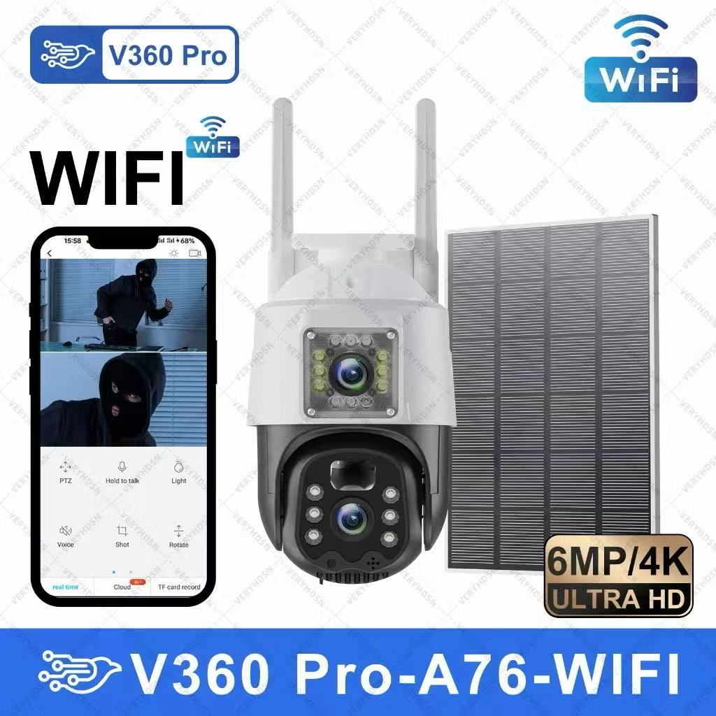 V360 Pro กล้องวงจรปิด โซล่าเซลล์ ไวไฟ 2.4GHz. 2 เลนส์ กันน้ำกันฝนกันแดด ...