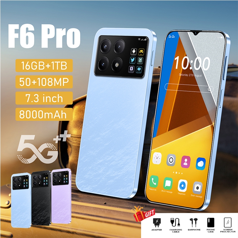 F6 Pro 5G สมาร์ทโฟน 16GB+1TB เกมมือถือ 7.3 นิ้ว HD 108MP + 50MP ภาพถ่าย ...