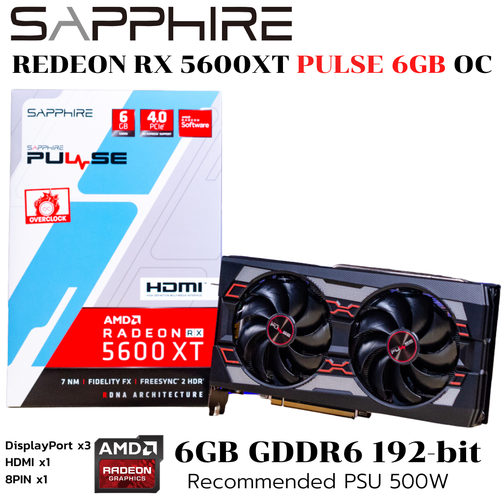 Vga Sapphire Radeon Pulse Rx 5600 Xt 6g Graphics Card Sapphire Rx