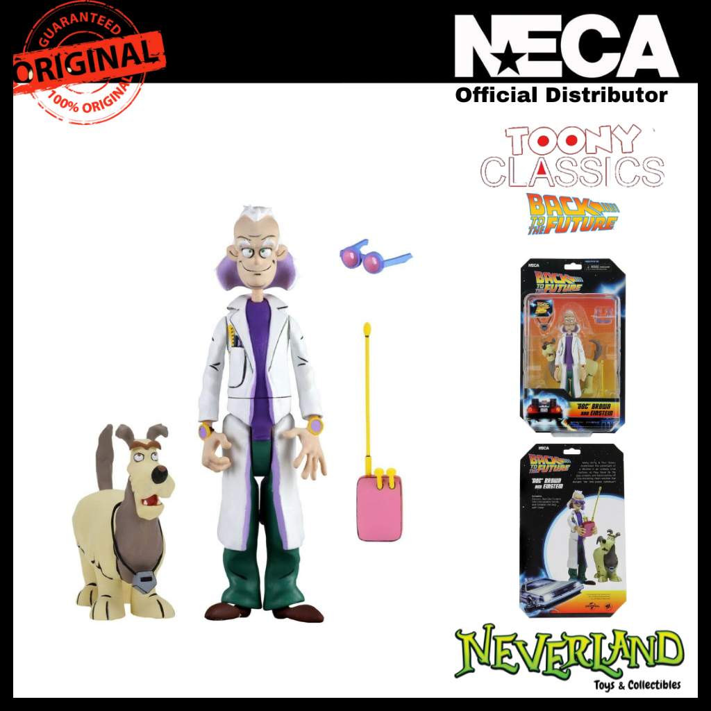 Figura De Acción NECA Doc Brown Y Einstein - Toony Classics - Regreso Al Futuro - 6 Pulgadas - Incluye Accesorios