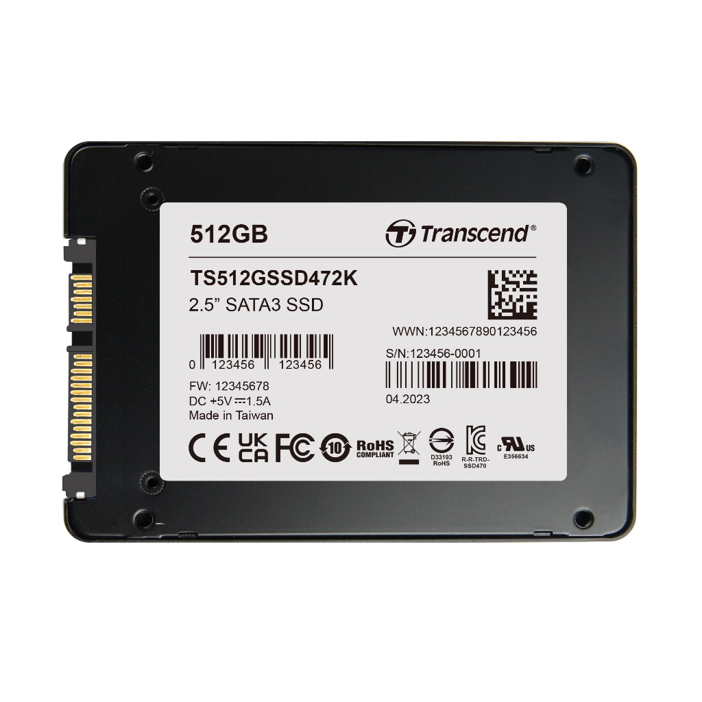 ③-WA477-SSSTC SATA 512GB SSD 2.5 1点 Transcend SSD472K 512GB SATA III (Industrial Product) รับประกัน 3