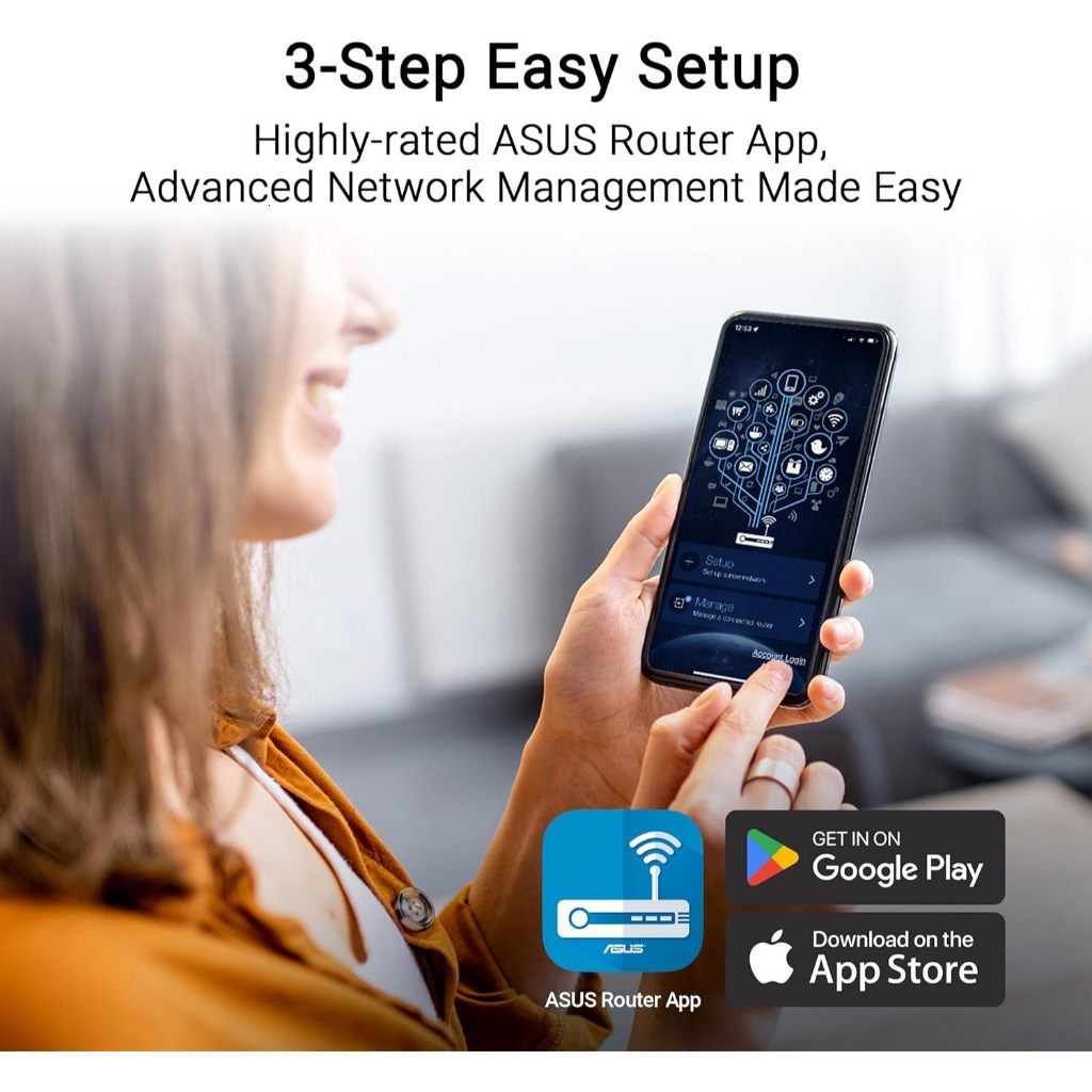ASUS RT-BE58U TUF WiFi 7 BE3600 AiMesh Extendable Router, 4K-QAM, MLO ...
