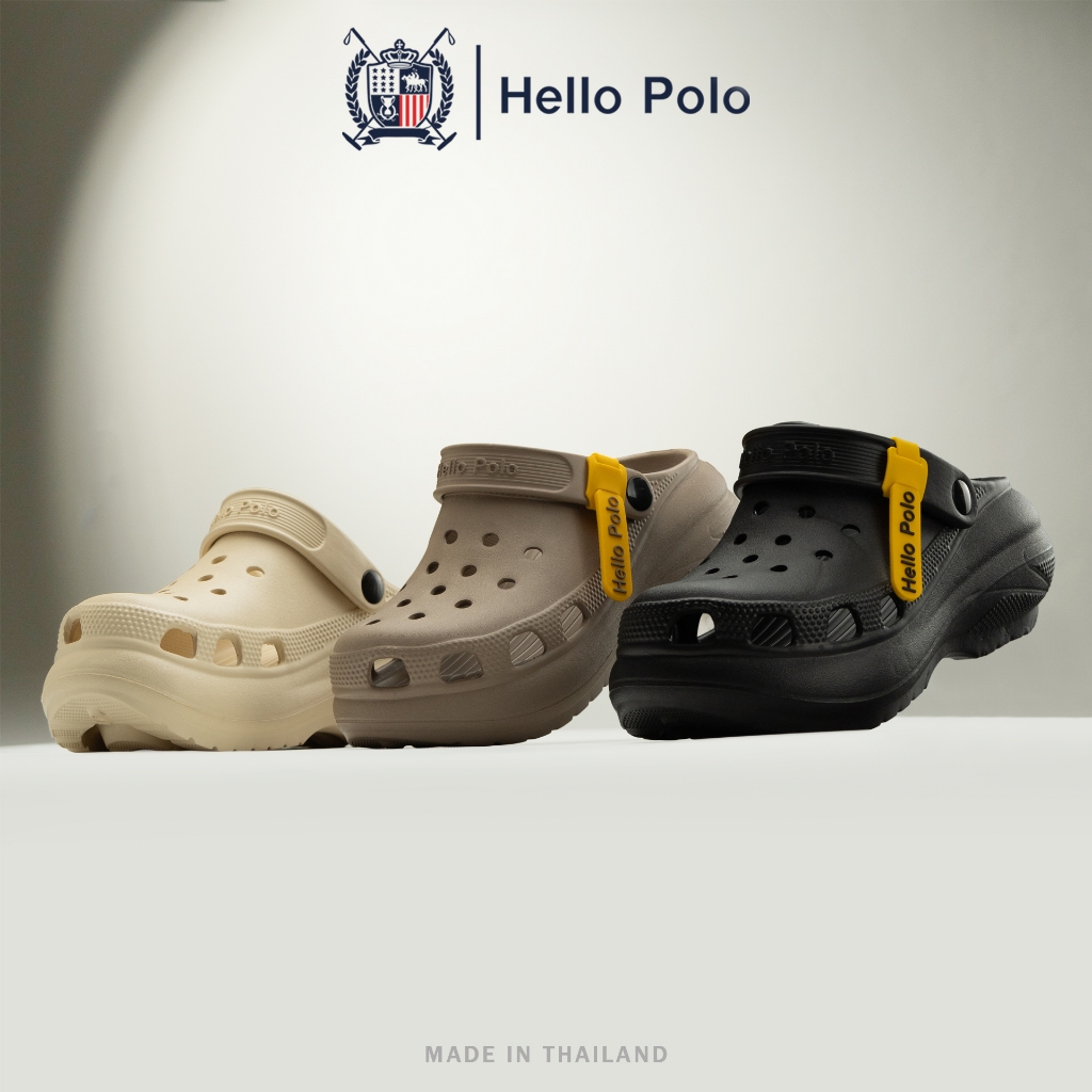Hello Polo รองเท้าหัวโต รองเท้าแตะรัดส้น ทรงมินิมอล แฟชั่นผู้หญิง พื้นหนา 6 CM ยาง EVA รุ่น HP8052
