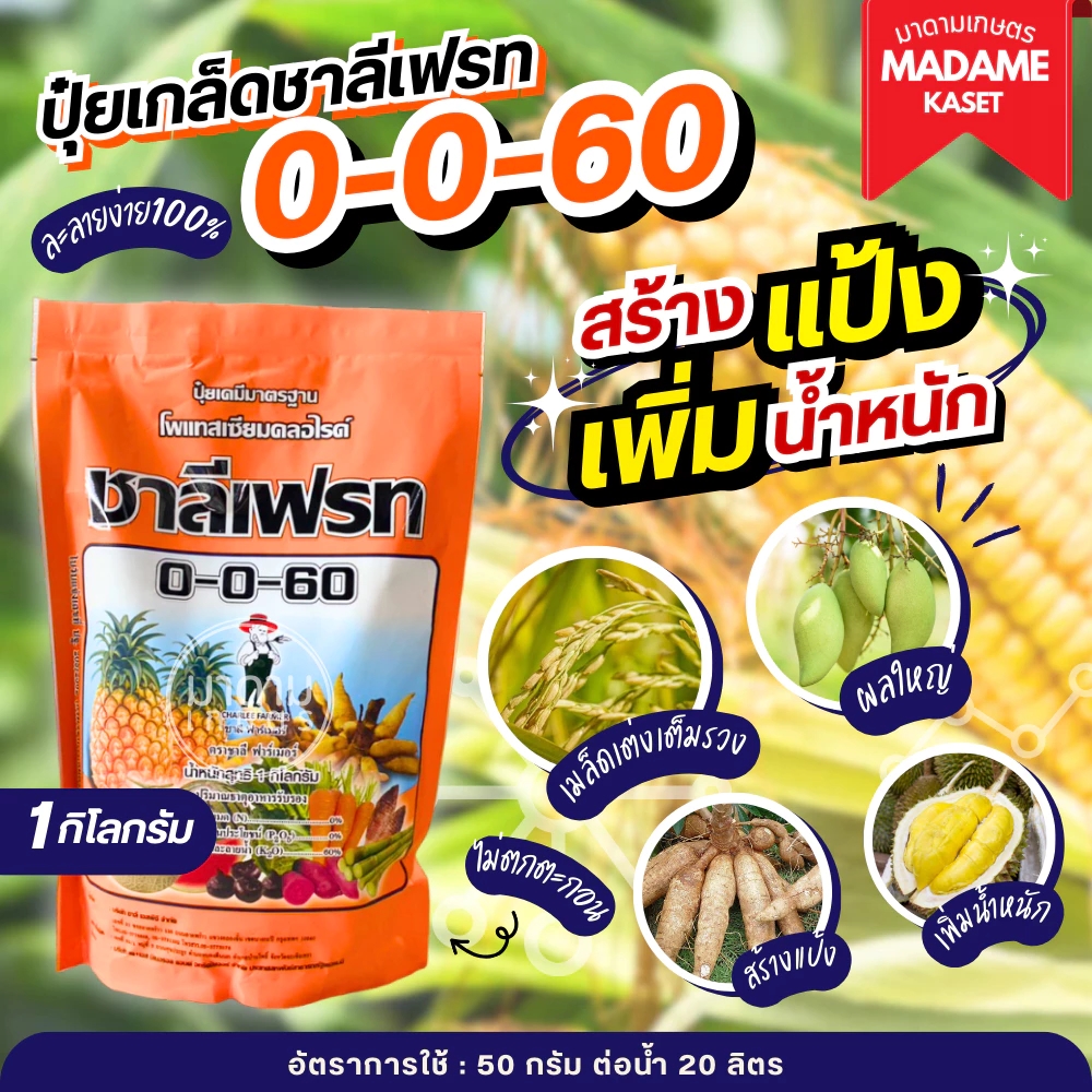 ยเกล็ด ซองส้ม 0-0-60 ชาลีเฟรท (1 กิโลกรัม) บำรุงผล สร้างเนื้อ เพิ่มแป้ง 2
