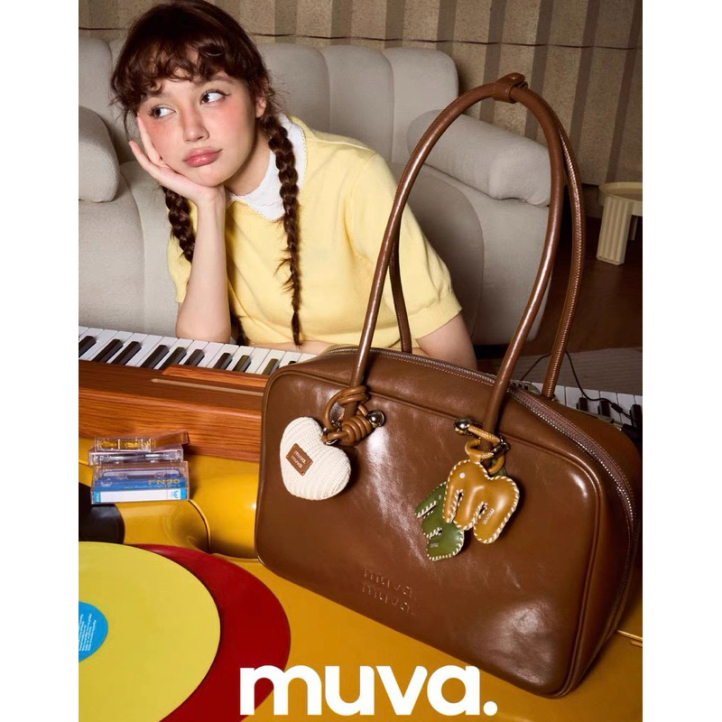 New ️Muva | muva boston extra lage shoulder bag กระเป๋าสะพายไหล่หนังแท้ ...