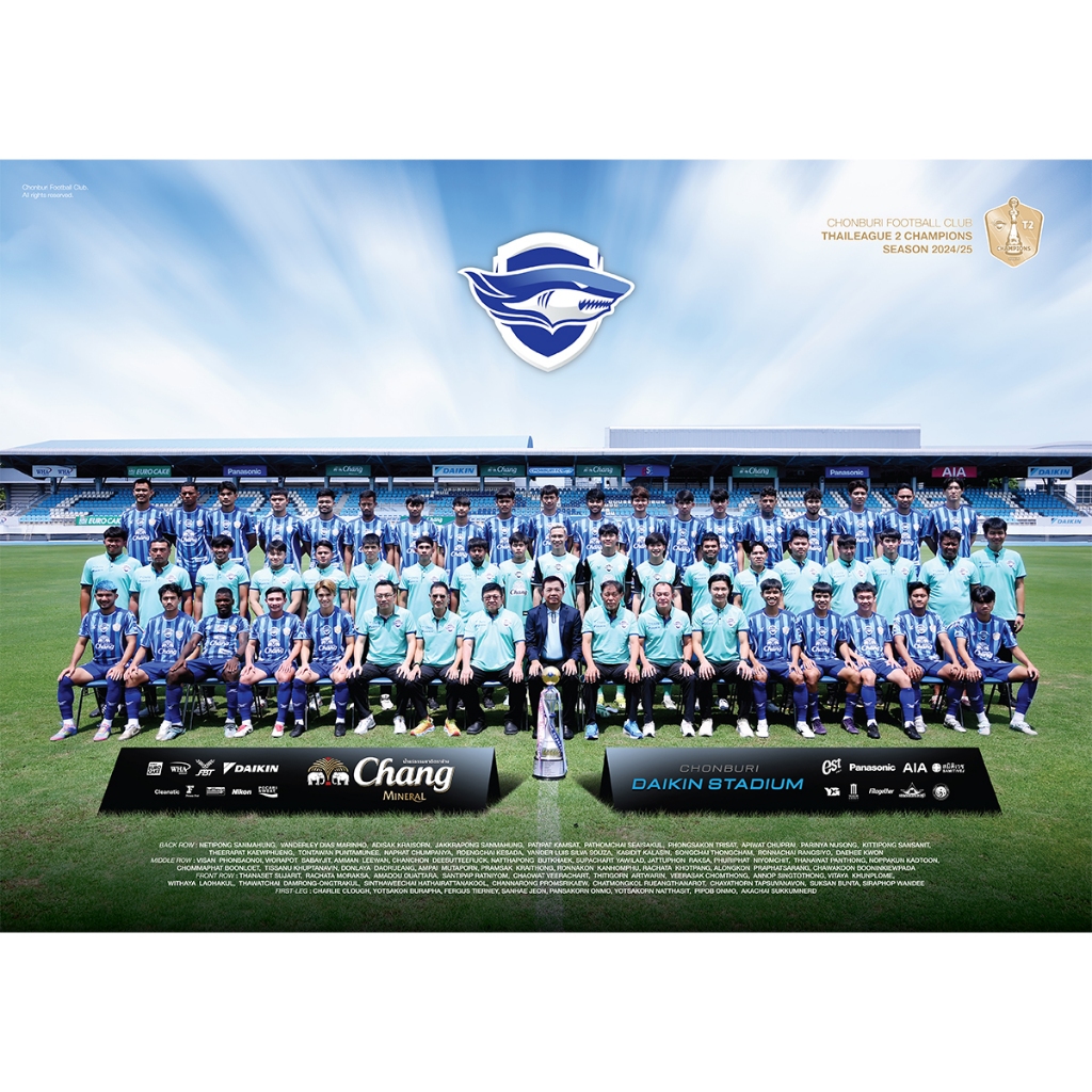 Maillot De Football Chonburi FC Domicile 2024-25 – Bleu – FBT – Authentique – Neuf