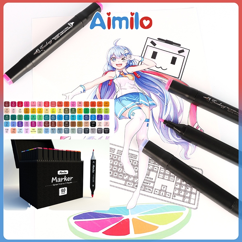Aimilo ปากกาเมจิกไฮไลท์ 2 in 1 เซ็ต 168 สี สีเข้มสดใส ไร้สารพิษ ปลอดภัย ...