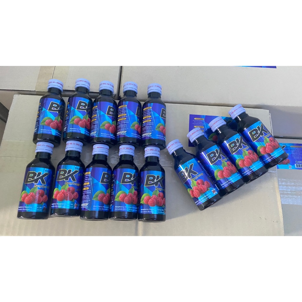 BK Raspberry Syrup สูตรเข้มข้น กลิ่นราสเบอร์รี่ (10 แถม 4) ขนาด 60 มล. ...
