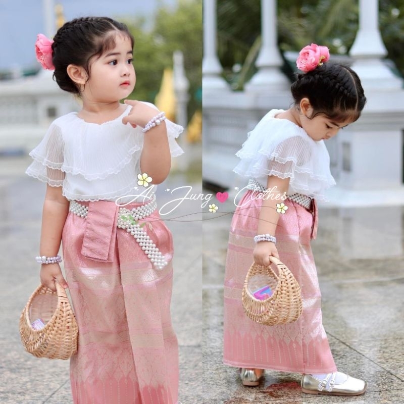 ชุดไทยเด็กบัวบงกช ผ้านุ่มละมุน ใส่ทำบุญ สวยหวาน พร้อมส่ง (ไม่มีกล่องแบรนด์) มุมมองที่ 3