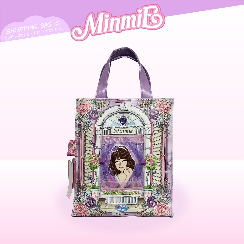 Minmie กระเป๋าถือลายเจ้าหญิง tote bag ทรงตั้ง หนังพีวีซี ถุงหิ้ว ...